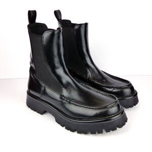 Zara Chelsea Boots Womens 39 8 Black Lug Sole Platform Chunky Vegan Goth Grunge